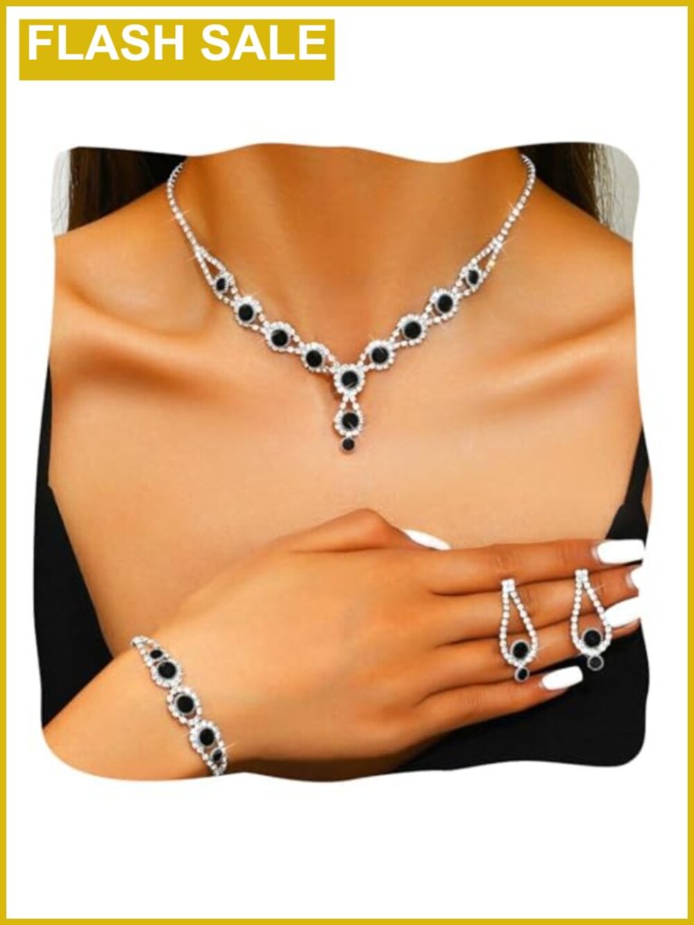 Bridal Wedding Jewelry Set Crystal Rhinestone Necklace Earring Set for Women